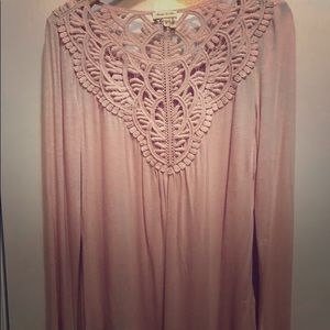 Pink Top with Crochet Detail